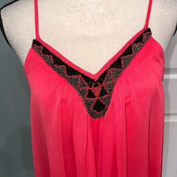 Express Pink Multi Beaded Spaghetti Strap Chiffon V Neck Dress Size S - Picture 3 of 7